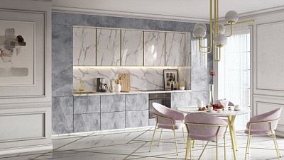 Кухня угловая Гранит маус - Гранит крем 2172